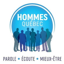 Logo 2018-2019 : sur un cercle bleu ciel dégradé, ombres de sept hommes de tailles différentes. « Parole - Écoute - Mieux-être ».