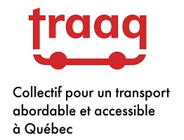 Logo : traaq en lettres rouge ; deux roues rouges dessous.