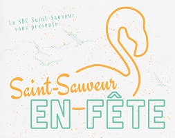 Affichette : contours en jaune d'un cygne. La SDC Saint-Sauveur vous présente Saint-Sauveur en fête.