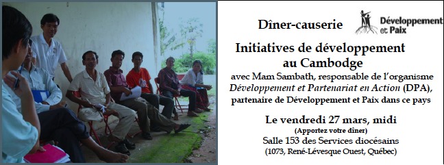 Affiche - Photo de Cambodgiens et Annonce d'invitation (texte ci-dessous)